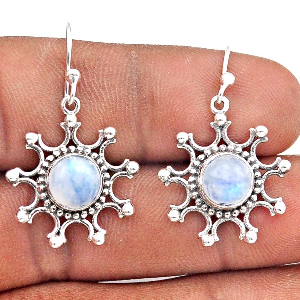 5.54cts natural rainbow moonstone 925 sterling silver dangle earrings t86220