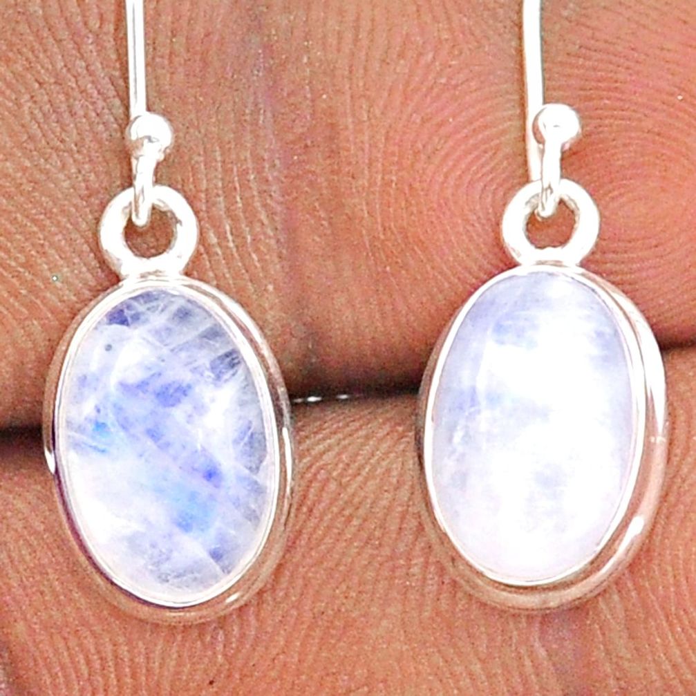 9.61cts natural rainbow moonstone 925 sterling silver dangle earrings t95475