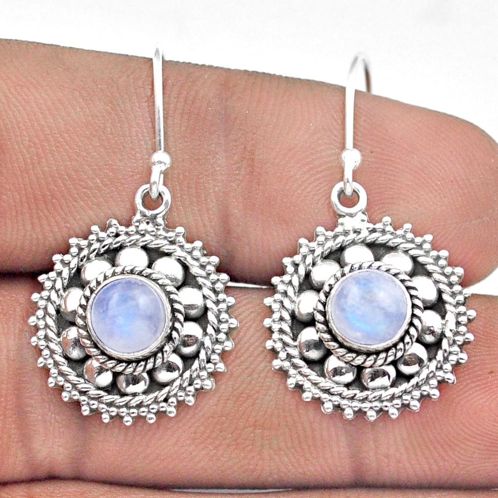 2.08cts natural rainbow moonstone 925 sterling silver dangle earrings u10277