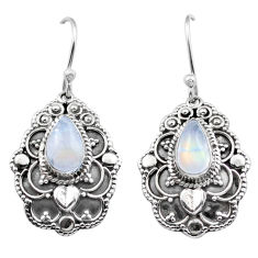 4.06cts natural rainbow moonstone 925 sterling silver dangle earrings u10454