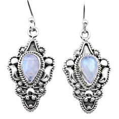 4.25cts natural rainbow moonstone 925 sterling silver dangle earrings u10637