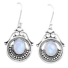 4.36cts natural rainbow moonstone 925 sterling silver dangle earrings u53335