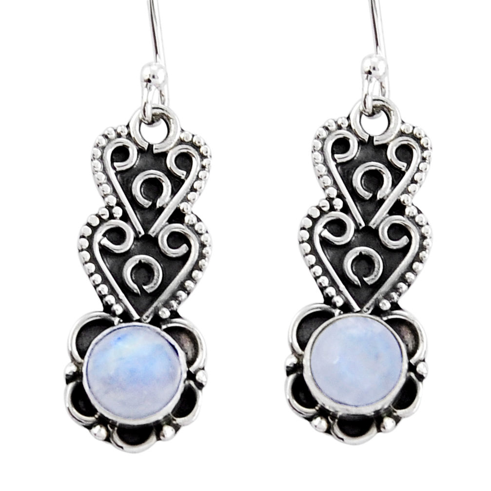 2.26cts natural rainbow moonstone 925 sterling silver dangle earrings y25012