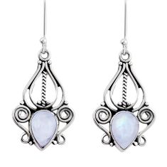 4.93cts natural rainbow moonstone 925 sterling silver dangle earrings y25016