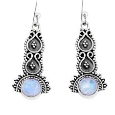 1.71cts natural rainbow moonstone 925 sterling silver dangle earrings y25023