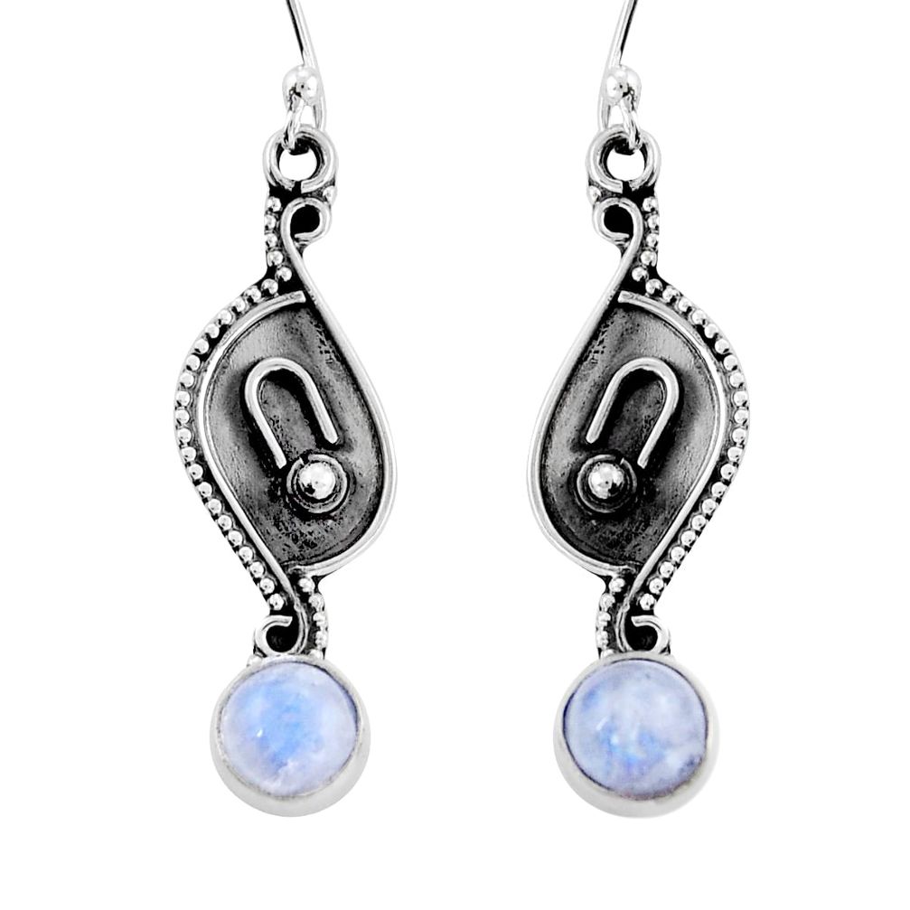 1.94cts natural rainbow moonstone 925 sterling silver dangle earrings y25029