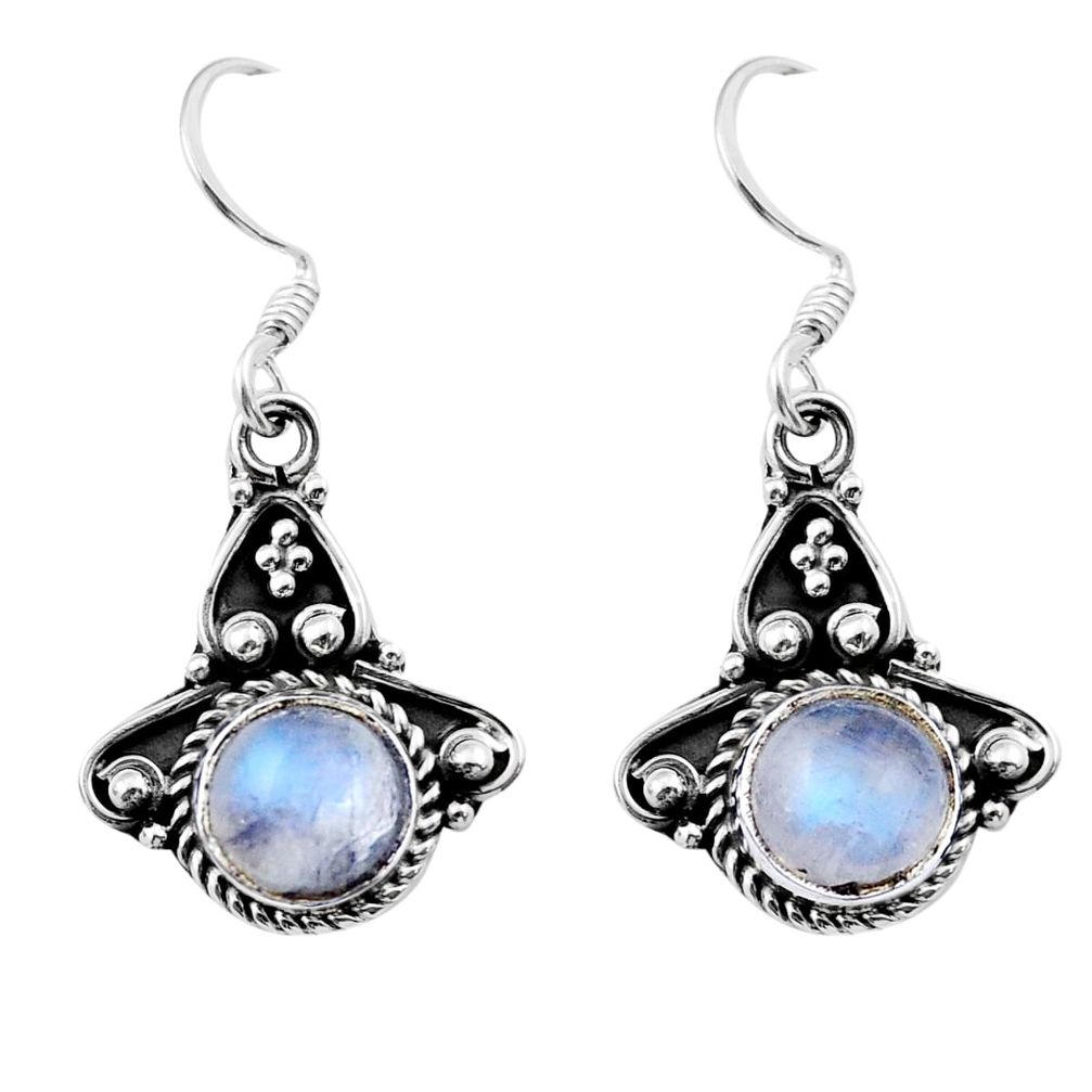 2.28cts natural rainbow moonstone 925 sterling silver dangle earrings y40044