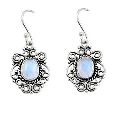 3.99cts natural rainbow moonstone 925 sterling silver dangle earrings y44488