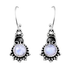 2.14cts natural rainbow moonstone 925 sterling silver dangle earrings y45287