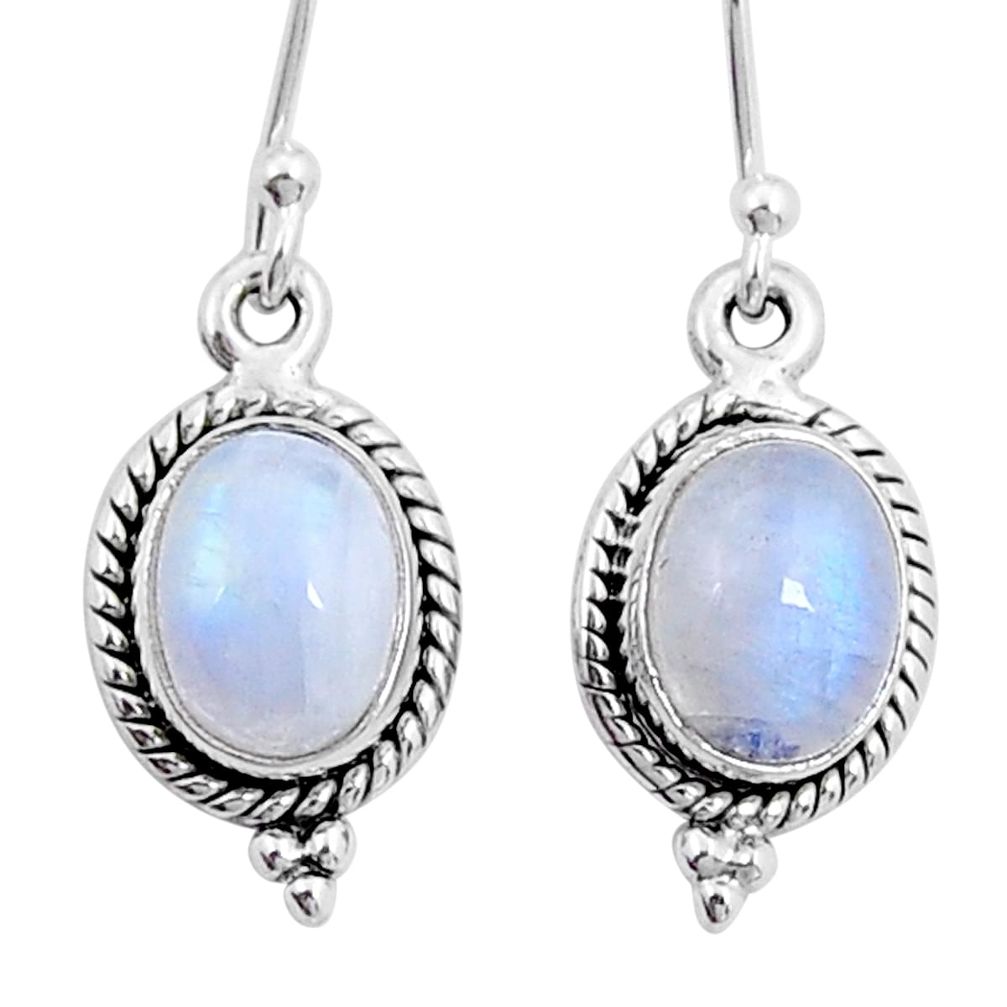 5.57cts natural rainbow moonstone 925 sterling silver dangle earrings y6773