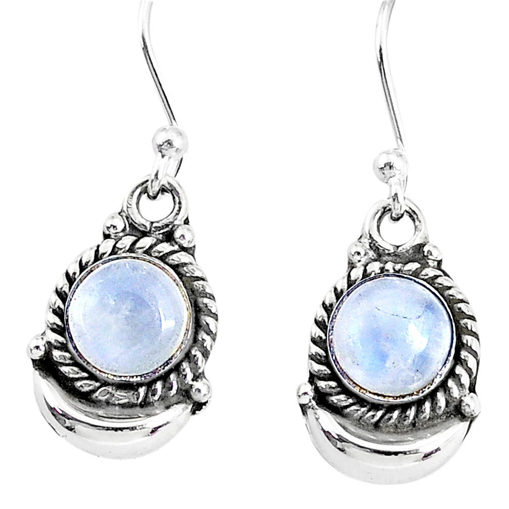 2.67cts natural rainbow moonstone 925 sterling silver dangle moon earring r89216