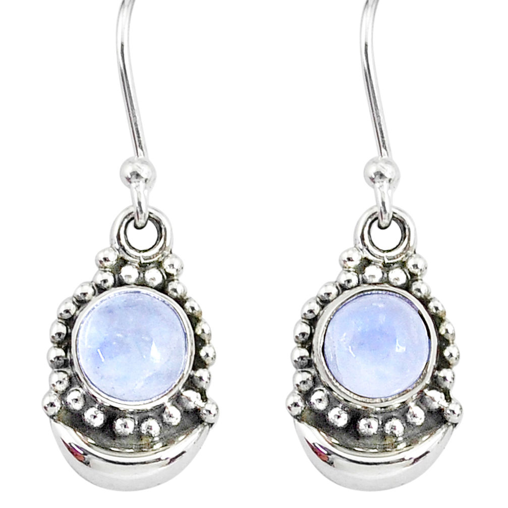 2.30cts natural rainbow moonstone 925 sterling silver dangle moon earring r89357