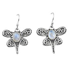 Clearance Sale- 3.29cts natural rainbow moonstone 925 sterling silver dragonfly earrings p57578