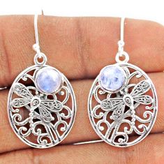 2.33cts natural rainbow moonstone 925 sterling silver dragonfly earrings t80977
