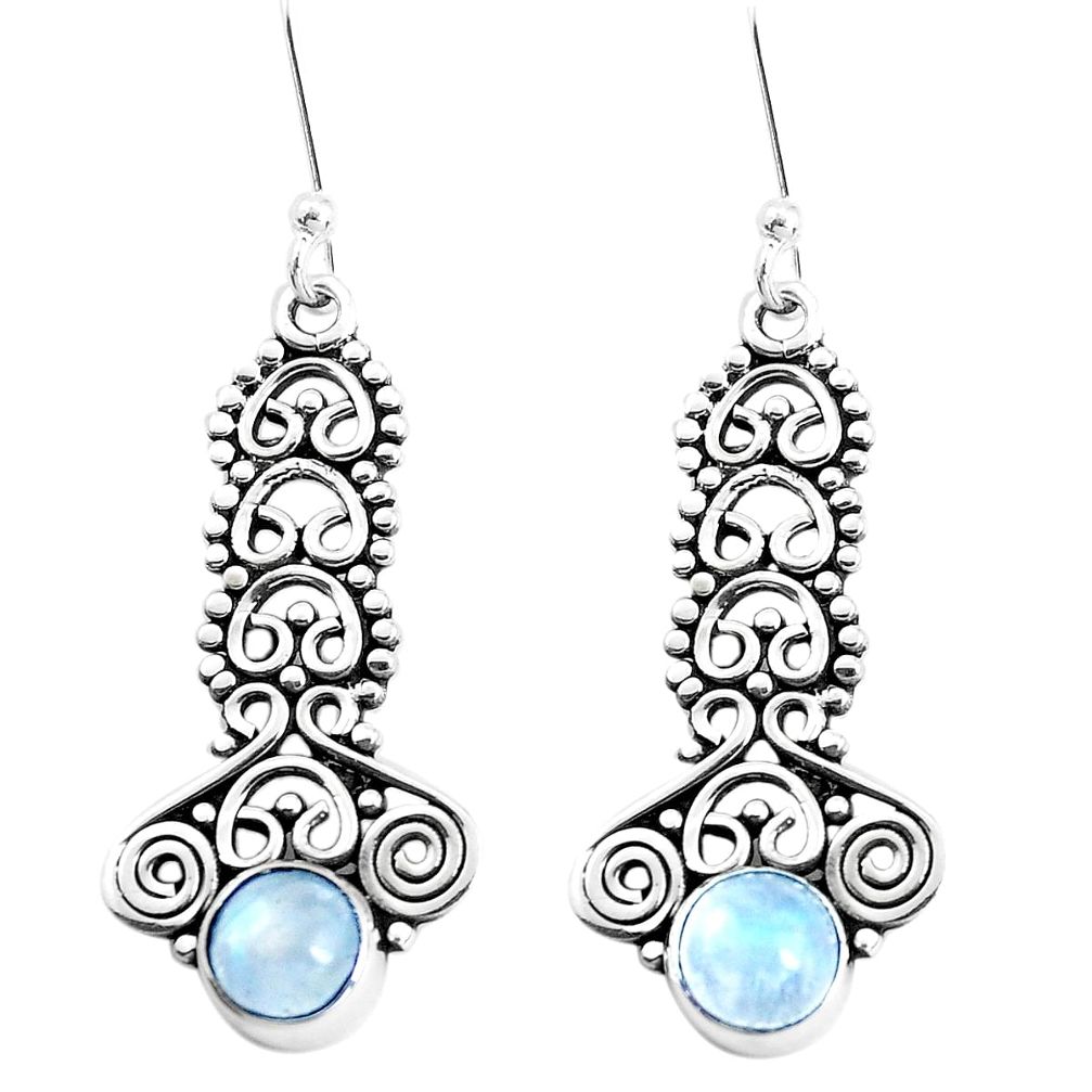 2.93cts natural rainbow moonstone 925 sterling silver earrings jewelry p39255