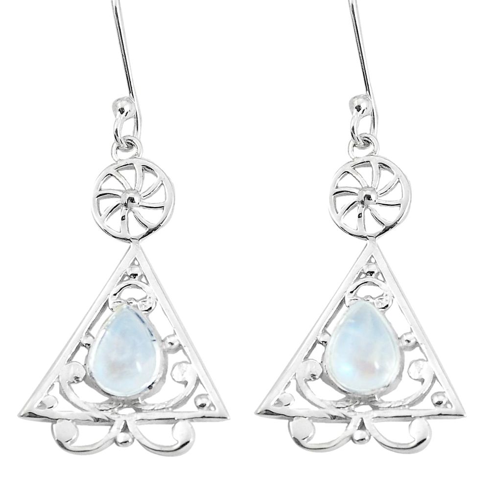 3.42cts natural rainbow moonstone 925 sterling silver earrings jewelry p58536