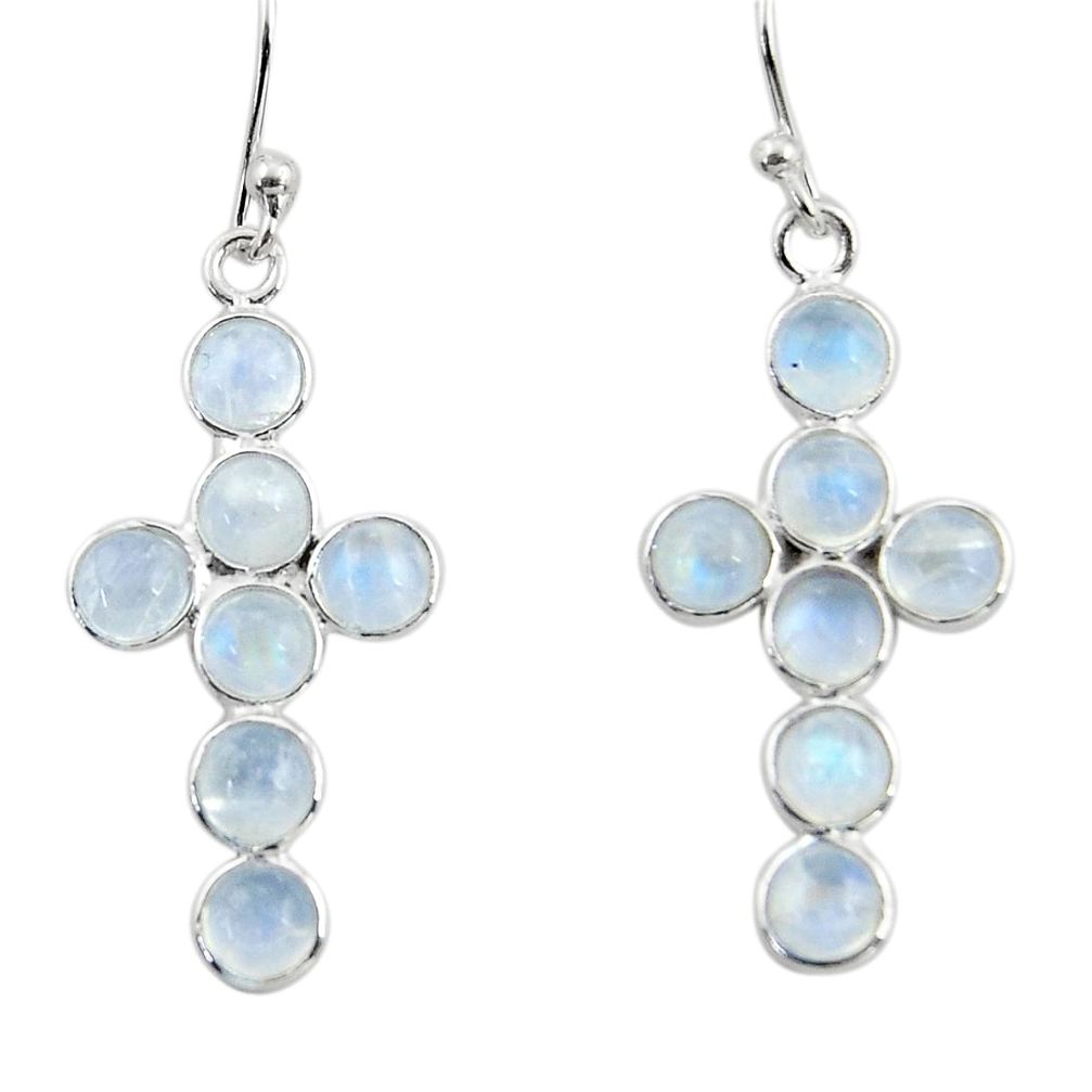 6.69cts natural rainbow moonstone 925 sterling silver earrings jewelry r45131