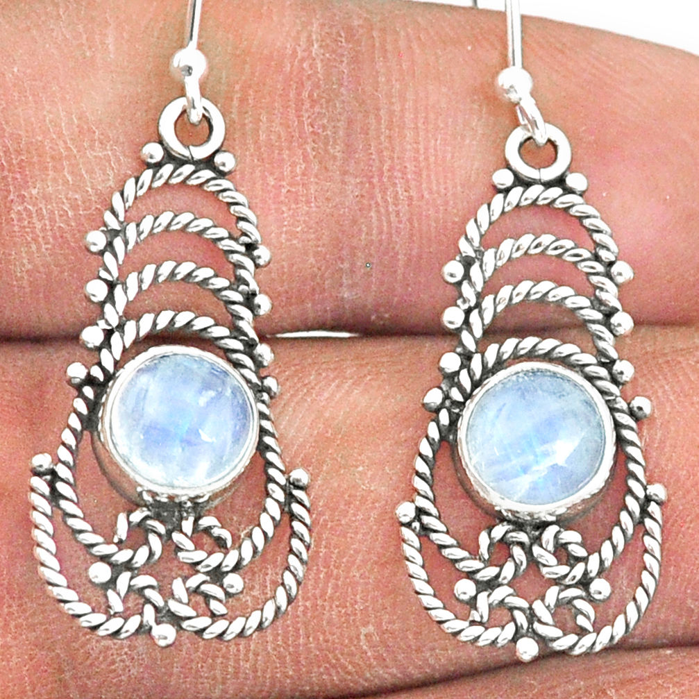 5.06cts natural rainbow moonstone 925 sterling silver earrings jewelry r84722
