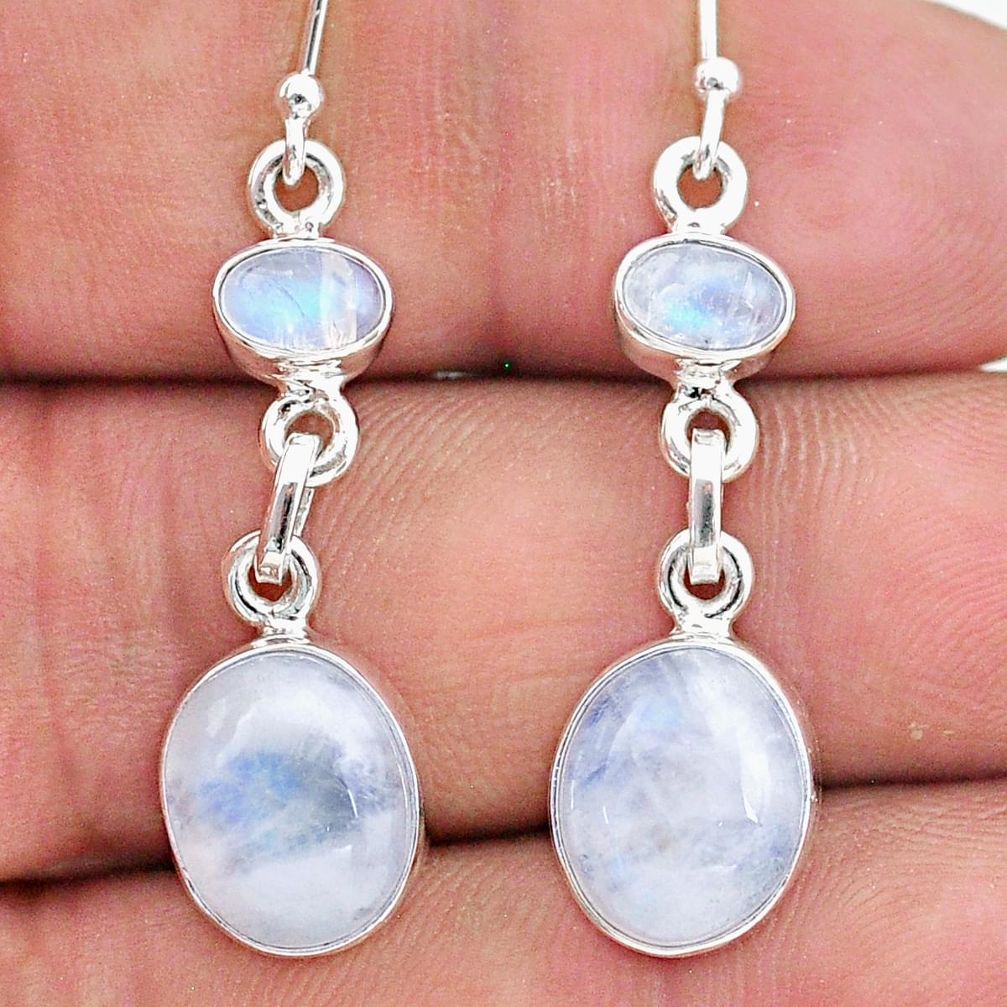 11.97cts natural rainbow moonstone 925 sterling silver earrings jewelry t19505