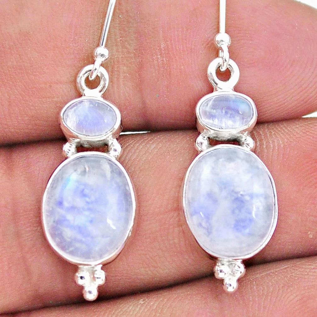12.05cts natural rainbow moonstone 925 sterling silver earrings jewelry t19507