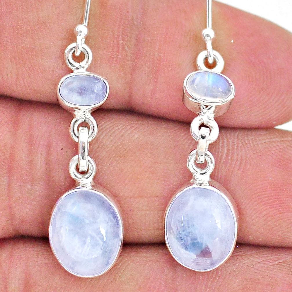 11.07cts natural rainbow moonstone 925 sterling silver earrings jewelry t19785