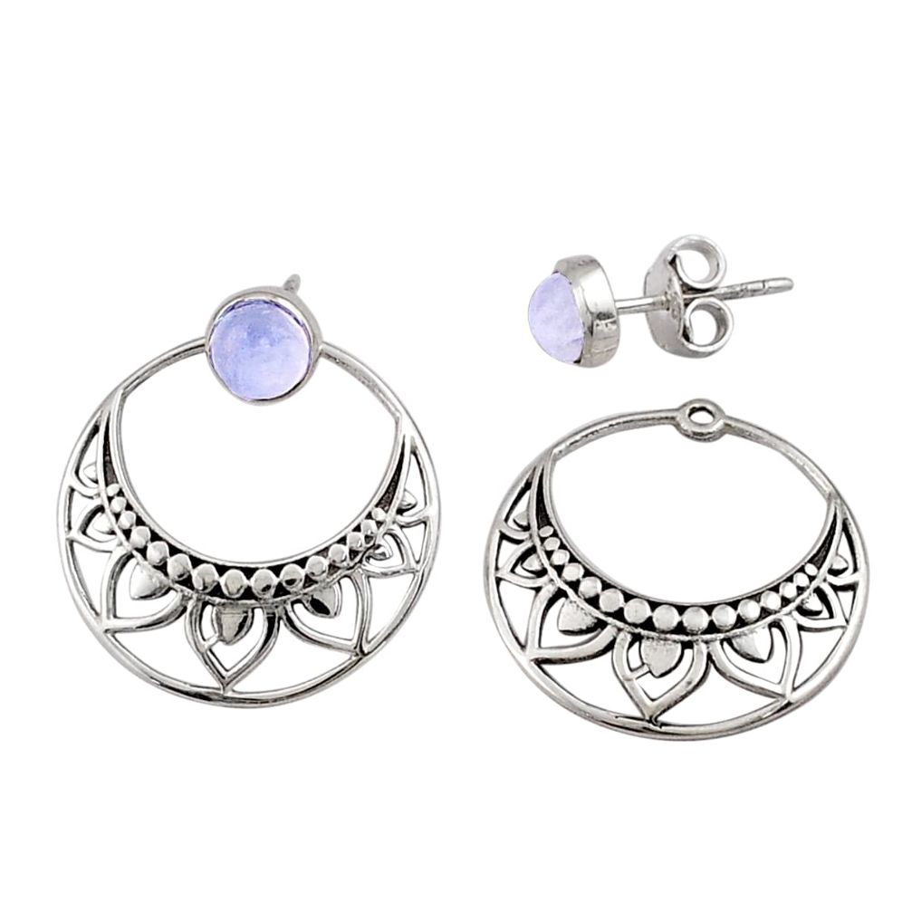 1.75cts natural rainbow moonstone 925 sterling silver filigree earrings t85261