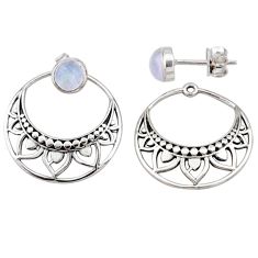 1.74cts natural rainbow moonstone 925 sterling silver filigree earrings t85278