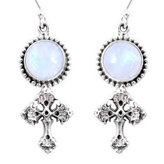 9.07cts natural rainbow moonstone 925 sterling silver holy cross earrings r66526