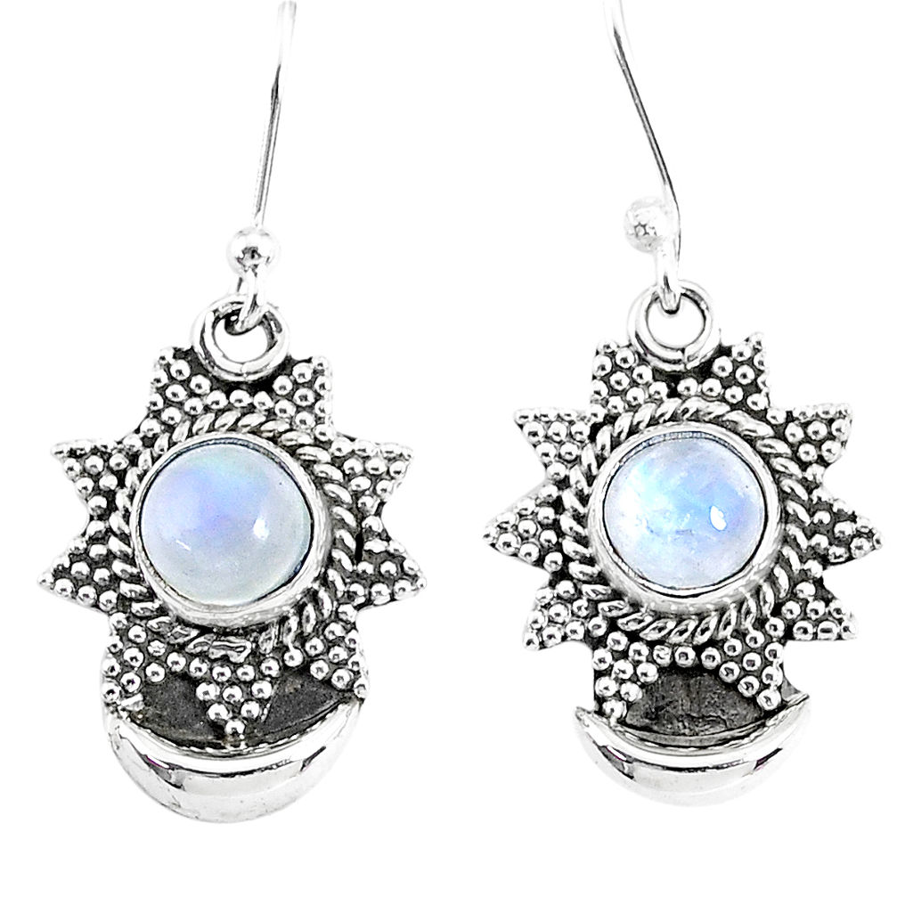 2.54cts natural rainbow moonstone 925 sterling silver moon earrings r89160