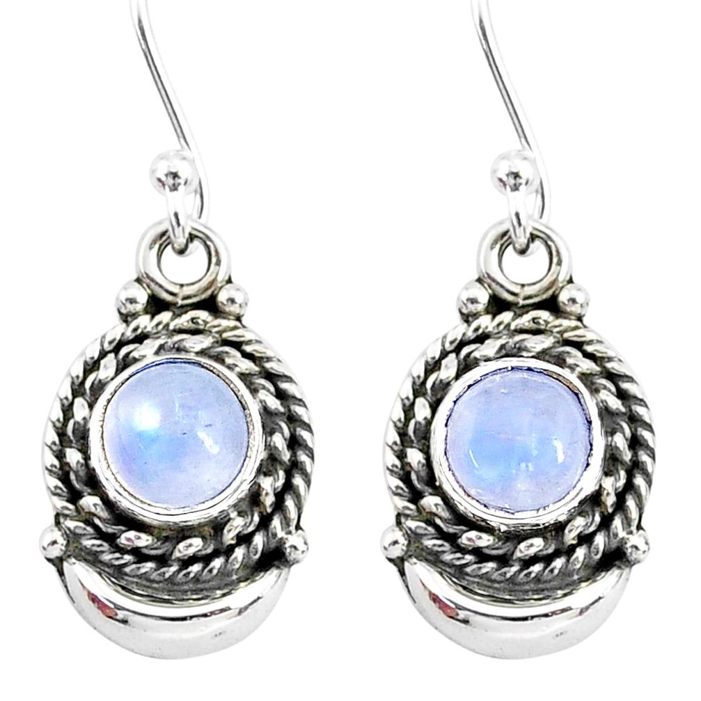 2.69cts natural rainbow moonstone 925 sterling silver moon earrings r89296