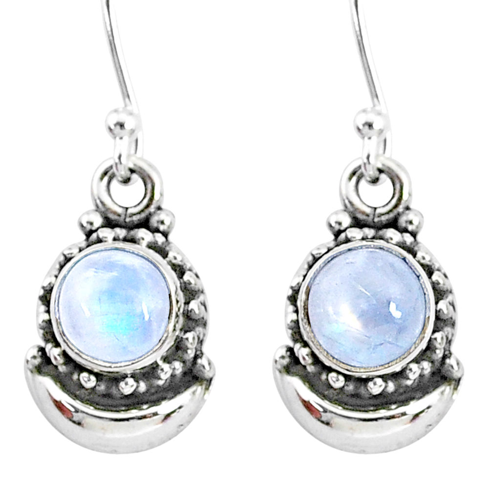 2.62cts natural rainbow moonstone 925 sterling silver moon earrings r89297