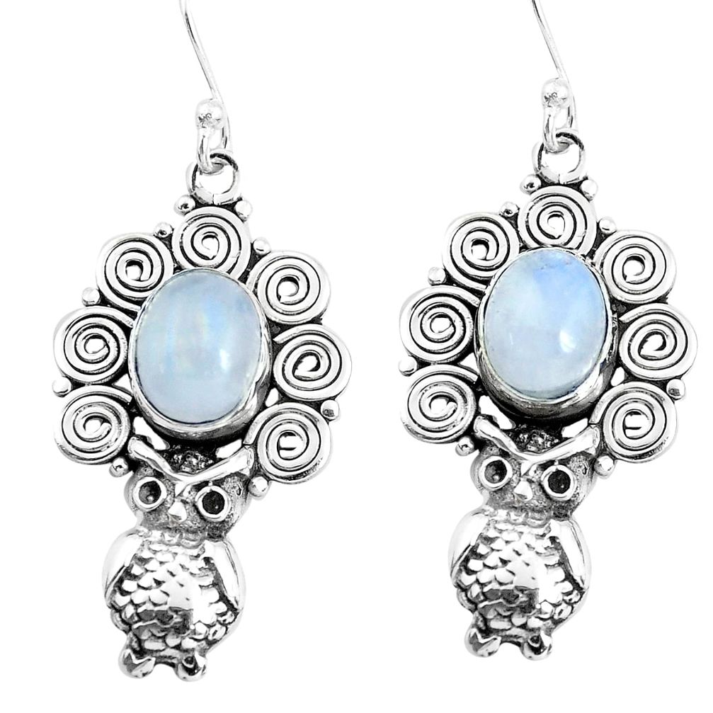 rainbow moonstone 925 sterling silver owl earrings p51949