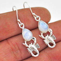 5.11cts natural rainbow moonstone 925 sterling silver scorpion earrings n23798
