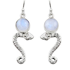 6.54cts natural rainbow moonstone 925 sterling silver snake earrings y26117