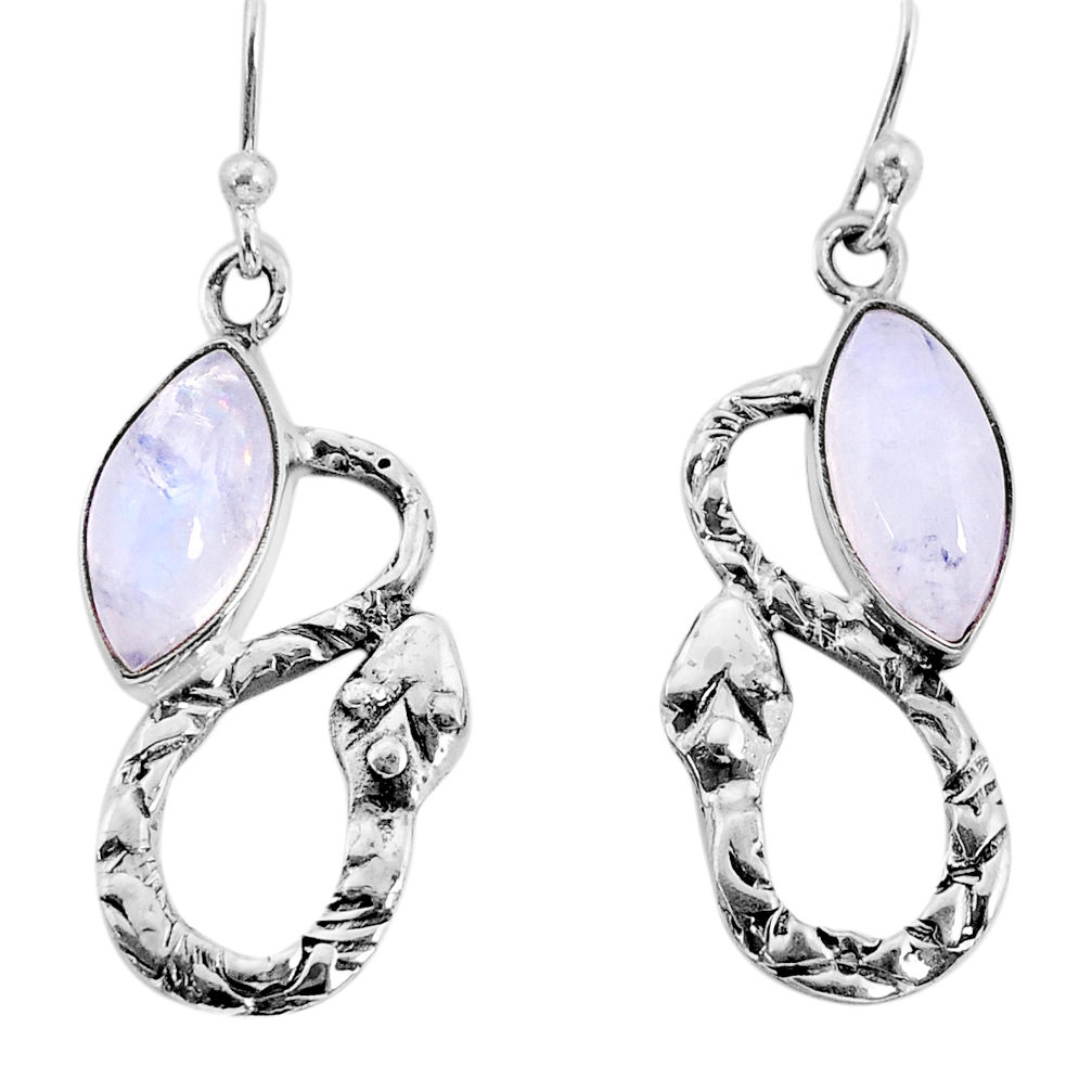 7.17cts natural rainbow moonstone 925 sterling silver snake earrings y76122