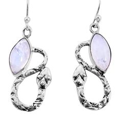 7.17cts natural rainbow moonstone 925 sterling silver snake earrings y76122