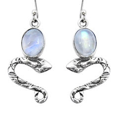 6.27cts natural rainbow moonstone 925 sterling silver snake earrings y8324