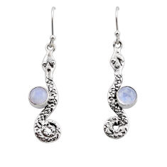 1.70cts natural rainbow moonstone 925 sterling silver snake earrings y89734