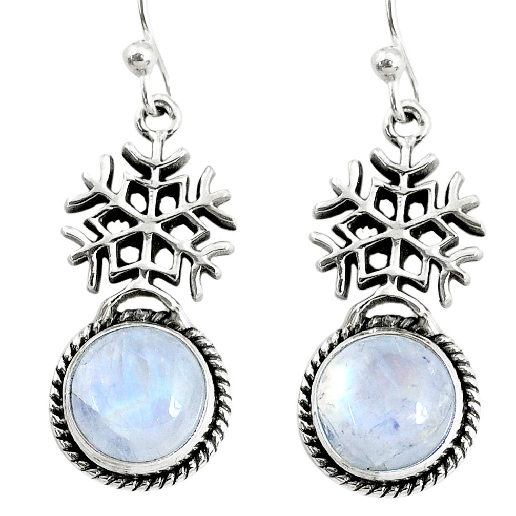 10.41cts natural rainbow moonstone 925 sterling silver snowflake earrings r74959
