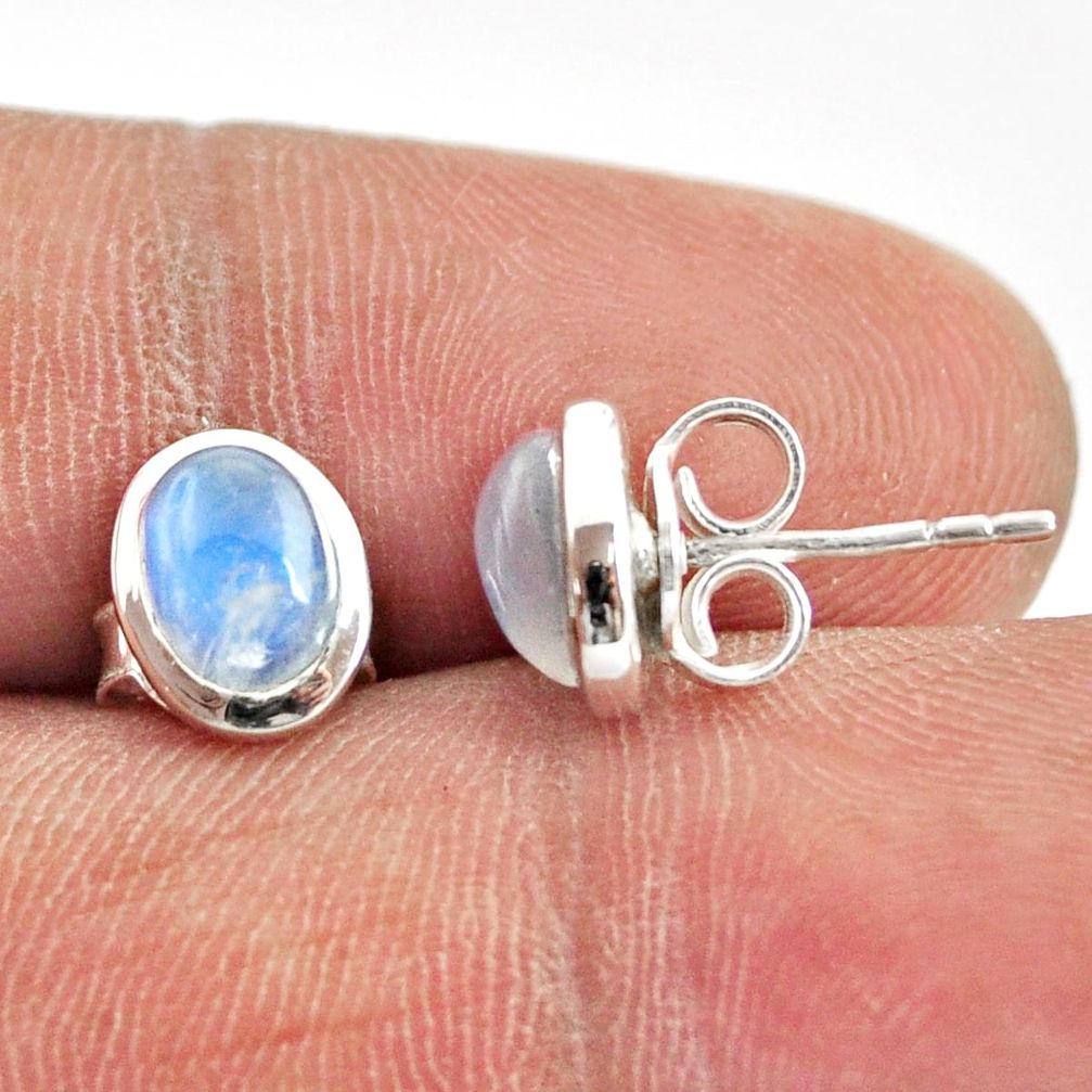 2.61cts natural rainbow moonstone 925 sterling silver stud earrings r27302