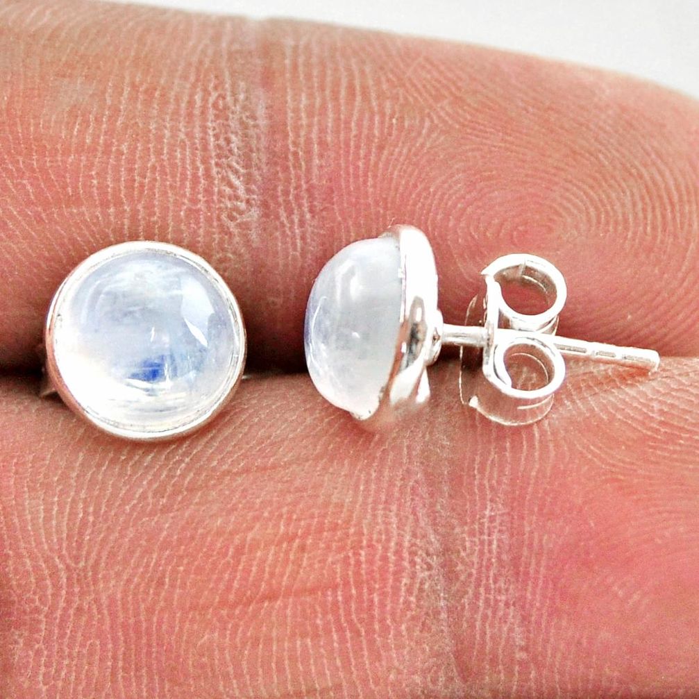 5.65cts natural rainbow moonstone 925 sterling silver stud earrings r27336