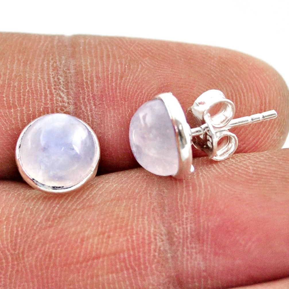 6.18cts natural rainbow moonstone 925 sterling silver stud earrings r27338