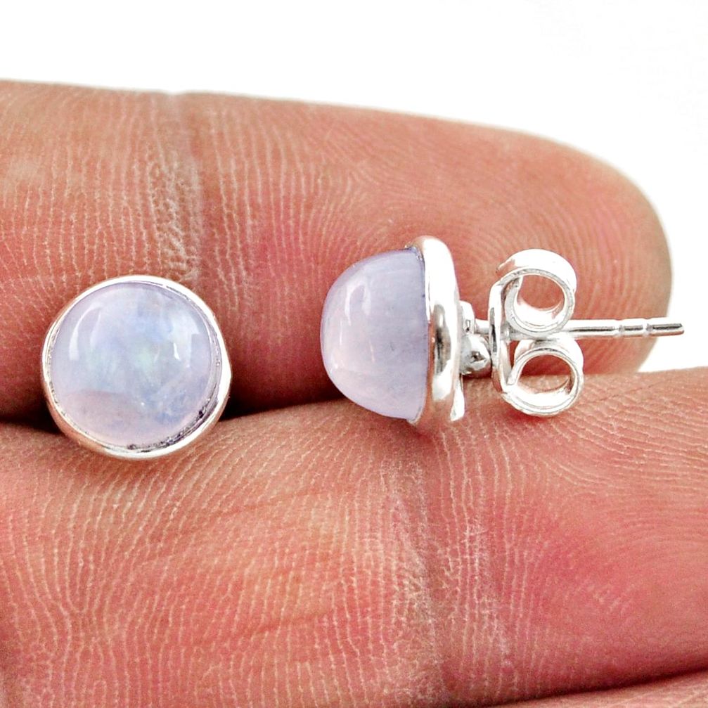 6.72cts natural rainbow moonstone 925 sterling silver stud earrings r27339