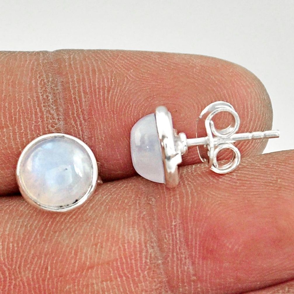 5.12cts natural rainbow moonstone 925 sterling silver stud earrings r27358