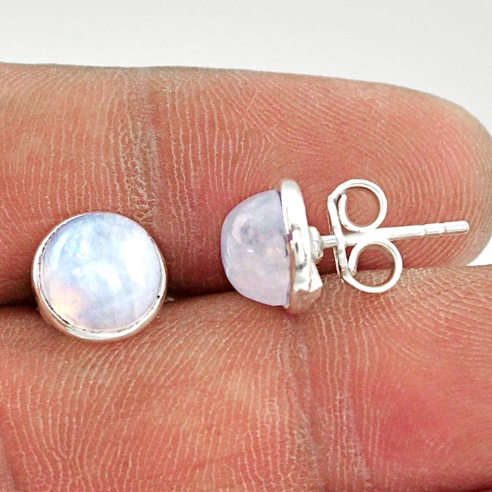 5.72cts natural rainbow moonstone 925 sterling silver stud earrings r27360