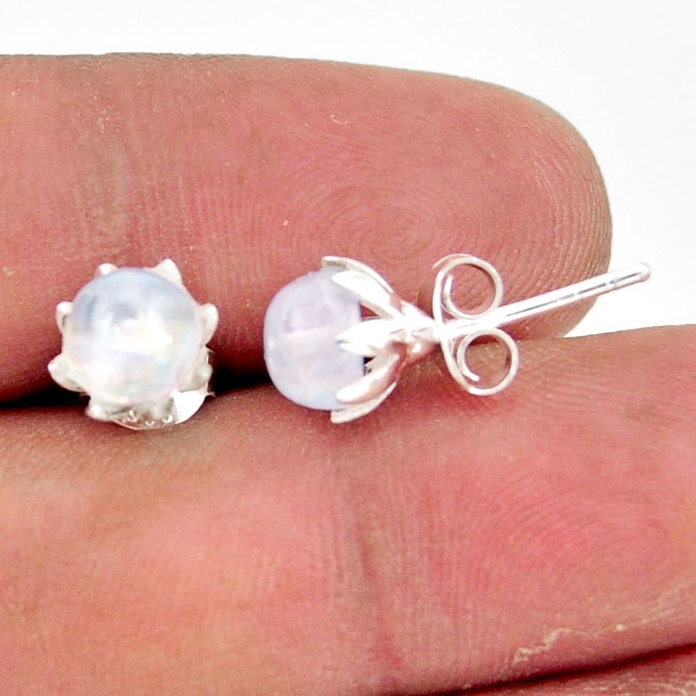 2.20cts natural rainbow moonstone 925 sterling silver stud earrings r41339