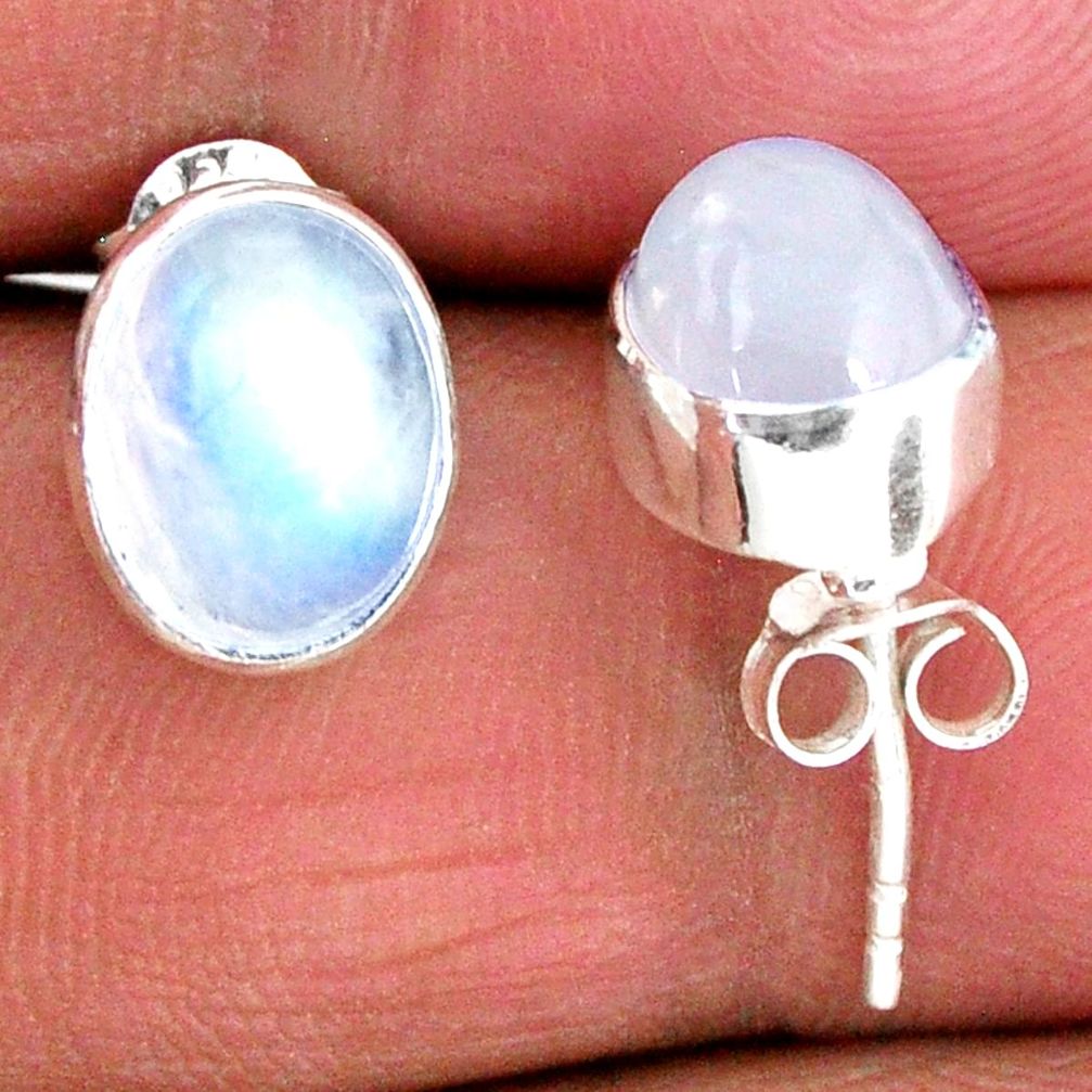 5.46cts natural rainbow moonstone 925 sterling silver stud earrings r56505