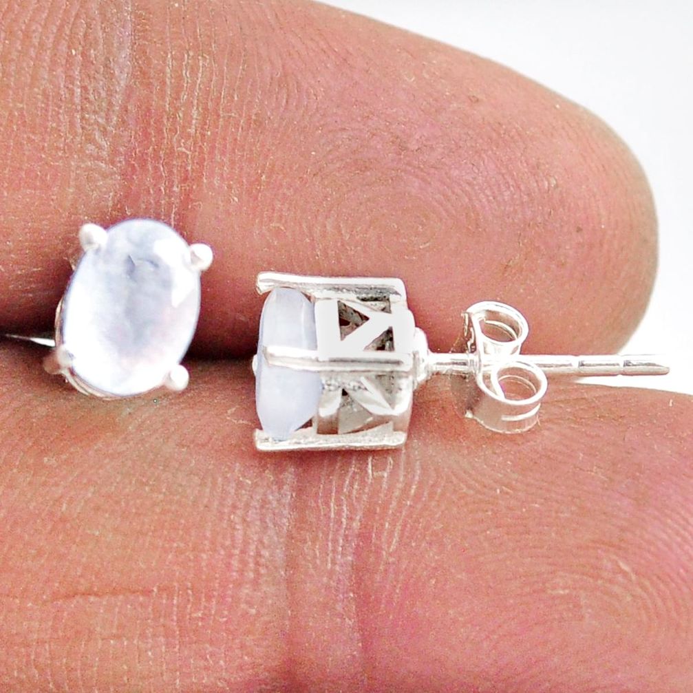 3.03cts natural rainbow moonstone 925 sterling silver stud earrings r87380