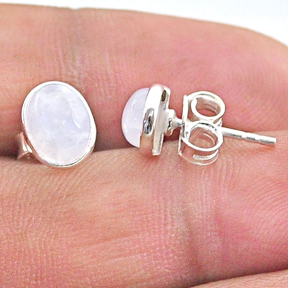 3.87cts natural rainbow moonstone 925 sterling silver stud earrings t19259