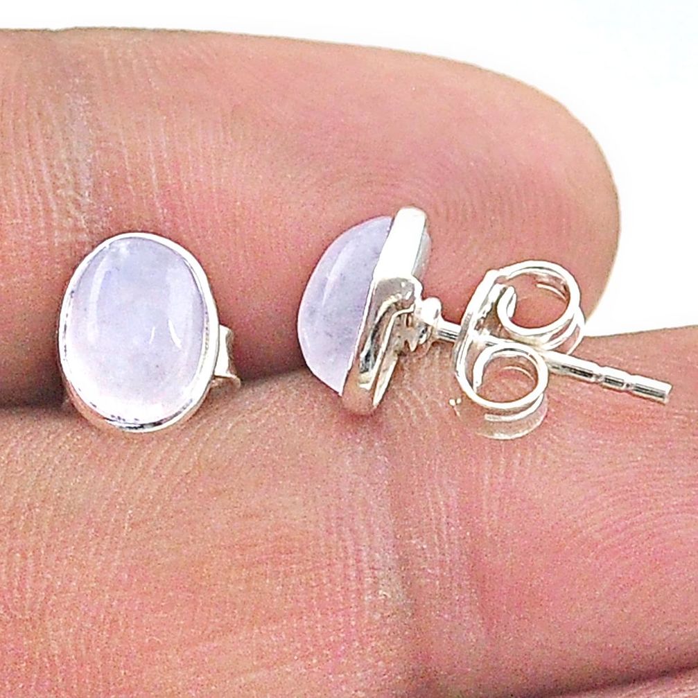 3.42cts natural rainbow moonstone 925 sterling silver stud earrings t19260